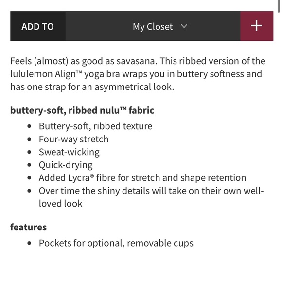 NWT Lululemon Align Asymmetrical Ribbed Bra *Light Support C/D Cup Shine - Picture 12 of 12